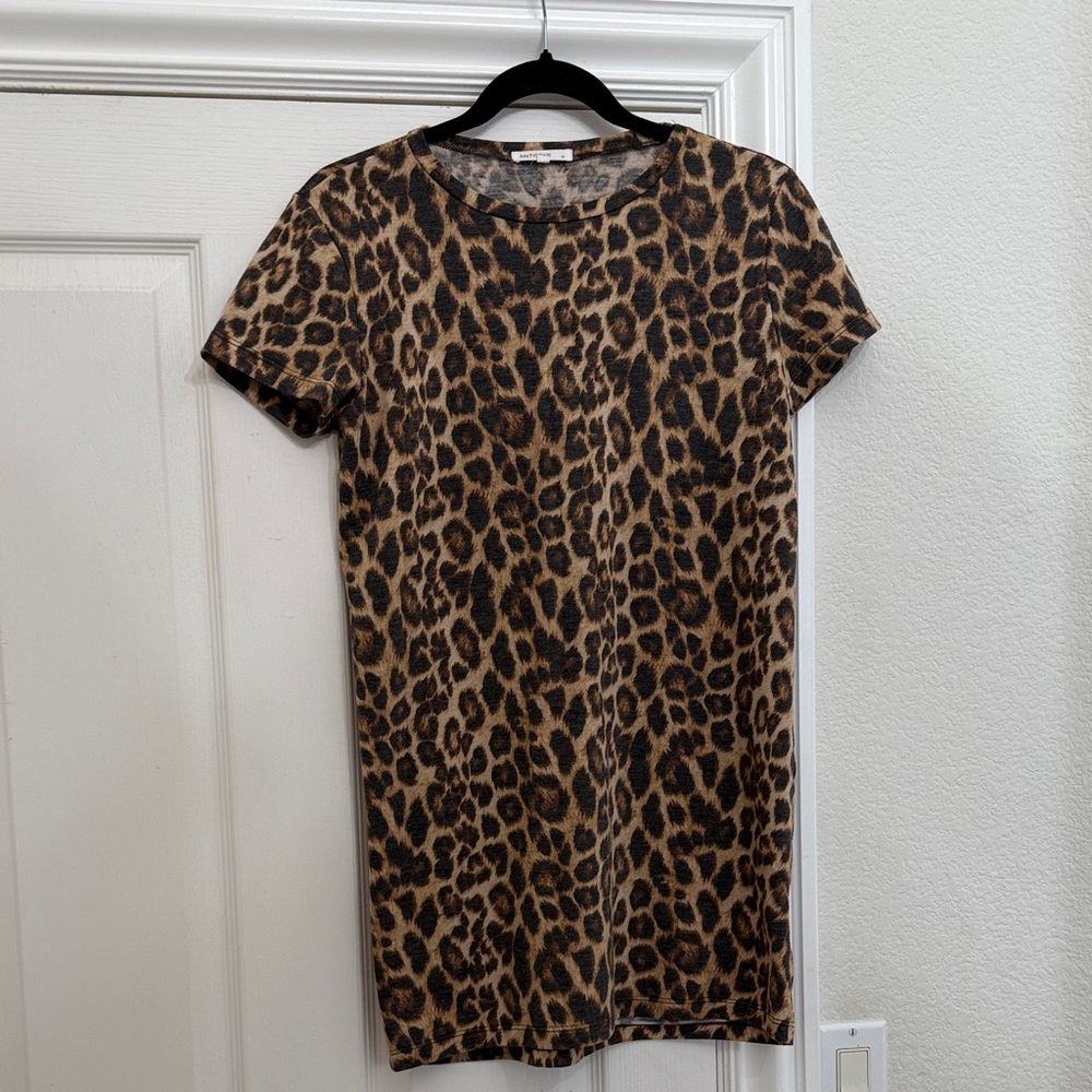 Antistar Leopard Print Short Sleeve T-shirt Dress size XS